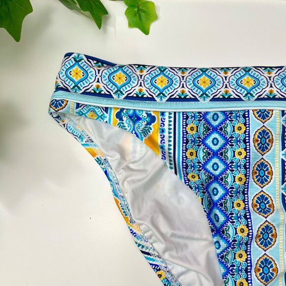 New La Blanca Scarf Banded Hipster Bikini Bottom in Blue Size 10 - Picture 4 of 7